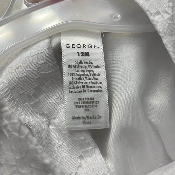 George infant baby girl dress Arctic White and pink size 12mo - Picture 12 of 13